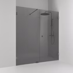 Svedbergs 180° nischdusch rak/fast 196,5x200 blyertssvart/rökglas dubbel