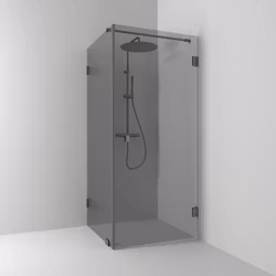 Svedbergs 180° hörndusch rak/fast 80x90x200 blyertssvart/rökglas