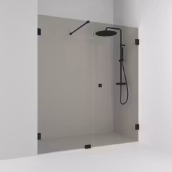 Svedbergs 180° nischdusch rak/fast 176,5x200 svart matt/bronsglas dubbel