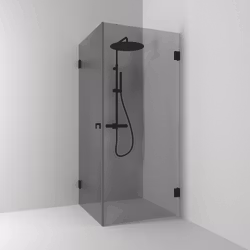 Svedbergs 180° hörndusch rak 80x80x200 svart matt/rökglas