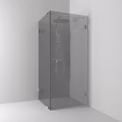 Svedbergs 180° hörndusch rak/fast 100x200x80 krom/rökglas