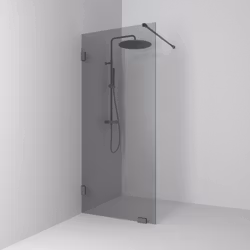 Svedbergs 180° skärmvägg fast 88x200 blyertssvart/rökglas