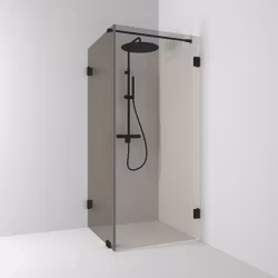 Svedbergs 180° hörndusch rak/fast 80x90x200 svart matt/bronsglas