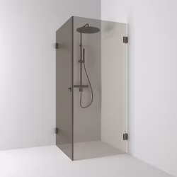 Svedbergs 180° hörndusch rak 90x90x200 blyertssvart/bronsglas