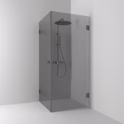 Svedbergs 180° hörndusch rak 80x90x200 blyertssvart/rökglas