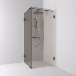 Svedbergs 180° hörndusch rak/fast 80x100x200 blyertssvart/bronsglas