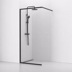 Svedbergs langfoss skärmvägg rak/fast 90x200 svart matt/kristall