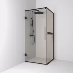 Svedbergs langfoss hörndusch rak/fast 80x92x200 svart matt/bronsglas hylla