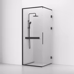 Svedbergs langfoss hörndusch rak/fast 80x82x230 svart matt/kristall hylla