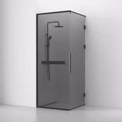 Svedbergs langfoss hörndusch rak/fast 80x92x230 svart matt/rök hylla