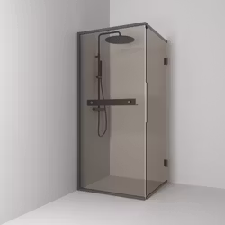 Svedbergs langfoss hörndusch rak/fast 80x92x200 blyertssvart/bronsglas hylla