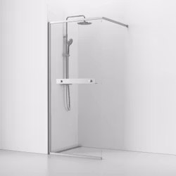 Svedbergs langfoss skärmvägg rak/fast 90x200 alu matt/kristall hylla