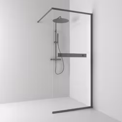 Svedbergs langfoss skärmvägg rak/fast 90x200 blyertssvart/kristallglas hylla