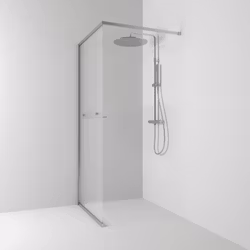 Svedbergs langfoss skärmvägg rak/fast 80x200 alu matt/linjeglas vänster hylla