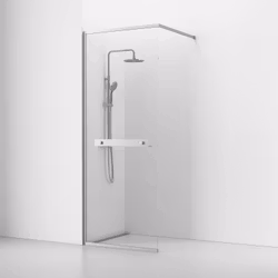 Svedbergs langfoss skärmvägg rak/fast 80x230 alu matt/kristall hylla