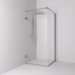 Svedbergs langfoss hörndusch rak/fast 80x82x200 alu matt/linjeglas