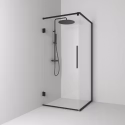 Svedbergs langfoss hörndusch rak/fast 80x82x200 svart matt/linjeglas