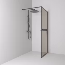 Svedbergs langfoss skärmvägg rak/fast 90x200 blyertssvart/bronsglas hylla