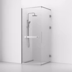 Svedbergs langfoss hörndusch rak/fast 90x82x230 alu matt/kristall hylla