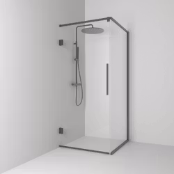 Svedbergs langfoss hörndusch rak/fast 90x92x200 blyertssvart/linjeglas