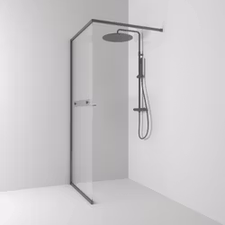 Svedbergs langfoss skärmvägg rak/fast 80x200 blyertssvart/linjeglas vänster hylla