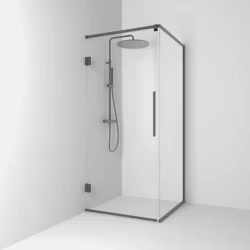 Svedbergs langfoss hörndusch rak/fast 90x92x200 blyertssvart/kristallglas