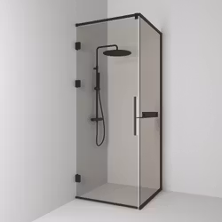 Svedbergs langfoss hörndusch rak/fast 90x92x230 svart matt/bronsglas hylla