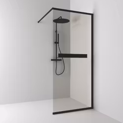 Svedbergs langfoss skärmvägg rak/fast 80x200 svart matt/bronsglas hylla