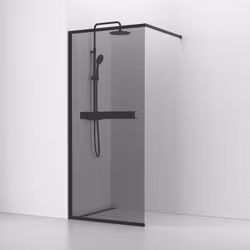 Svedbergs langfoss skärmvägg rak/fast 80x200 svart matt/rök hylla