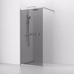 Svedbergs langfoss skärmvägg rak/fast 80x200 alu matt/rök hylla