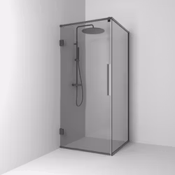 Svedbergs langfoss hörndusch rak/fast 80x82x200 blyertssvart/rökglas