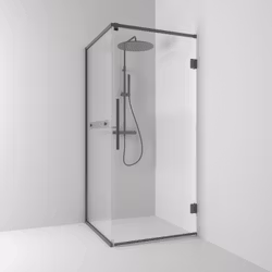 Svedbergs langfoss hörndusch rak/fast 90x92x200 blyertssvart/linjeglas vänster hylla