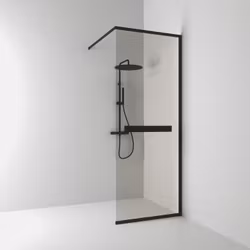 Svedbergs langfoss skärmvägg rak/fast 90x230 svart matt/bronsglas hylla