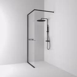 Svedbergs langfoss skärmvägg rak/fast 90x230 svart matt/linjeglas vänster hylla