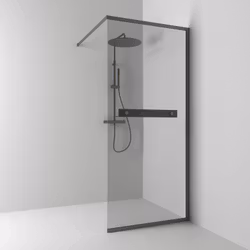 Svedbergs langfoss skärmvägg rak/fast 90x200 blyertssvart/rökglas hylla