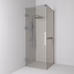 Svedbergs langfoss hörndusch rak/fast 80x92x230 alu matt/bronsglas hylla