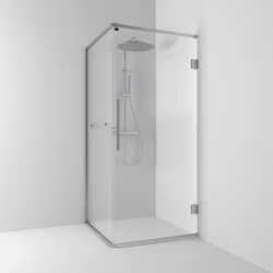 Svedbergs langfoss hörndusch rak/fast 80x92x200 alu matt/linjeglas vänster hylla