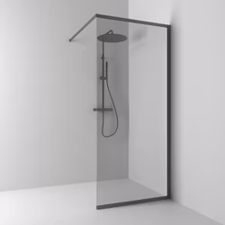 Svedbergs langfoss skärmvägg rak/fast 90x200 blyertssvart/rökglas