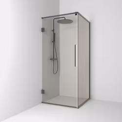 Svedbergs langfoss hörndusch rak/fast 90x82x200 blyertssvart/bronsglas