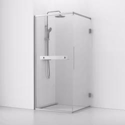 Svedbergs langfoss hörndusch rak/fast 80x92x200 alu matt/kristall hylla