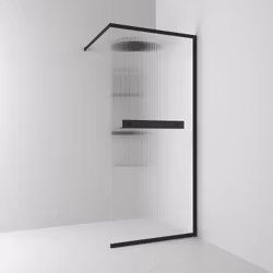 Svedbergs langfoss skärmvägg rak/fast 90x200 svart matt/linjeglas höger hylla