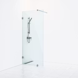 Svedbergs 180° skärmvägg fast 78x200 krom klarglas