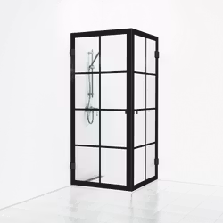 Svedbergs 180° rista hörndusch rak 80x80x200 svart matt/klar