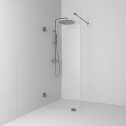 Svedbergs 180° skärmvägg fast 88x200x blyertssvart/klarglas