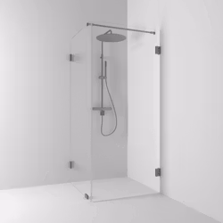 Svedbergs 180° hörndusch rak/fast 80x80x200 blyertssvart/klarglas