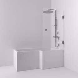 Svedbergs 180° skärmvägg bad rak 81x140 blyertssvart/klarglas