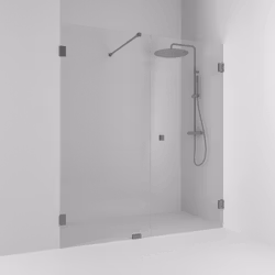 Svedbergs 180° nischdusch rak/fast 156,5x200 blyertssvart/klarglas dubbel
