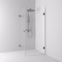 Svedbergs 180° hörndusch rak 100x100x200 blyertssvart/klarglas