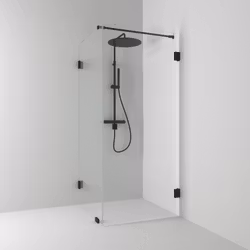 Svedbergs 180° hörndusch rak/fast 90x100x200 svart matt/klarglas