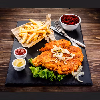 Schnitzel med Pommes